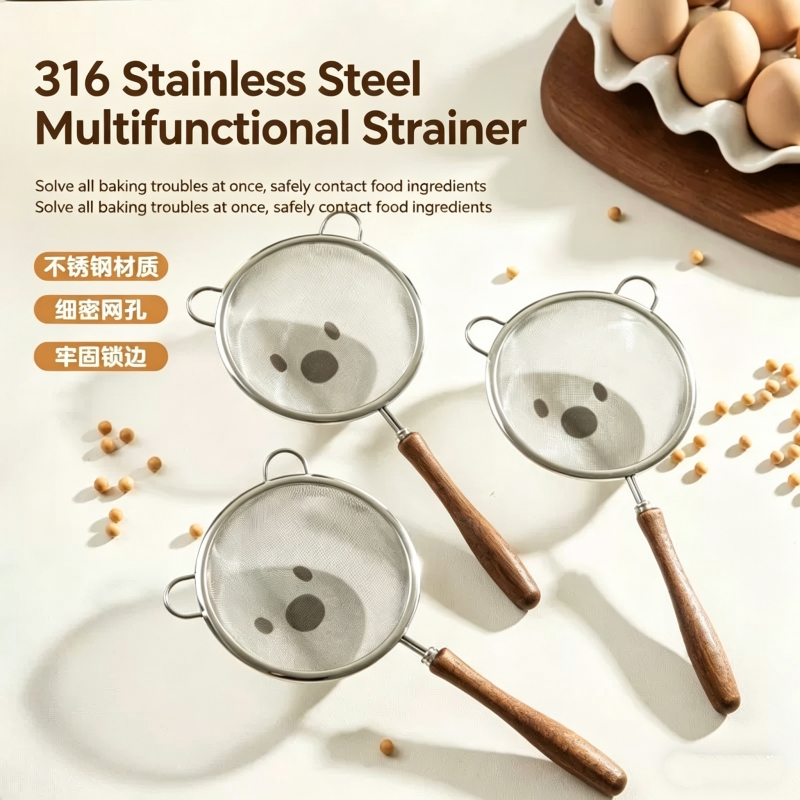 Baby Food Strainer - Мелкоячеистый фильтр-ситечко, новая деревянная ручка из
